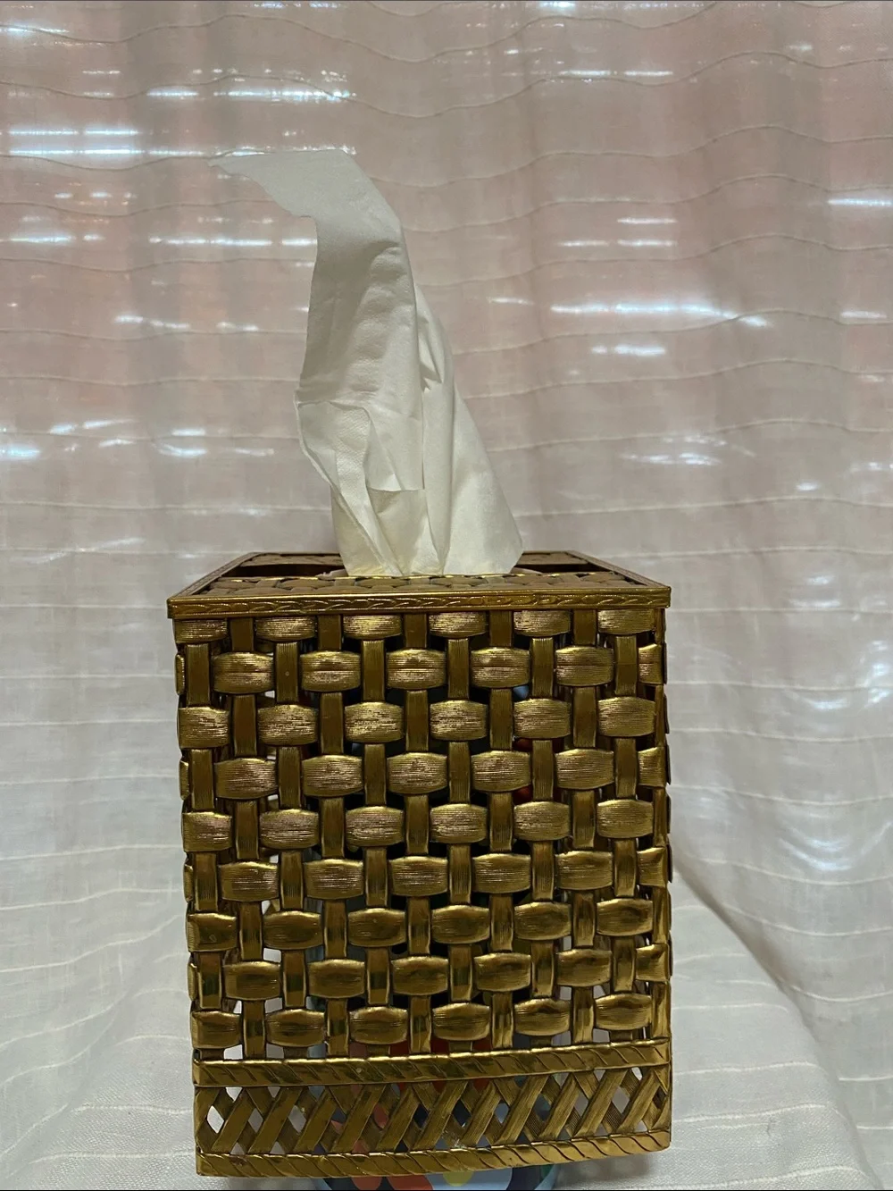 Gold Woven Tissue Box Cover - Home Accents